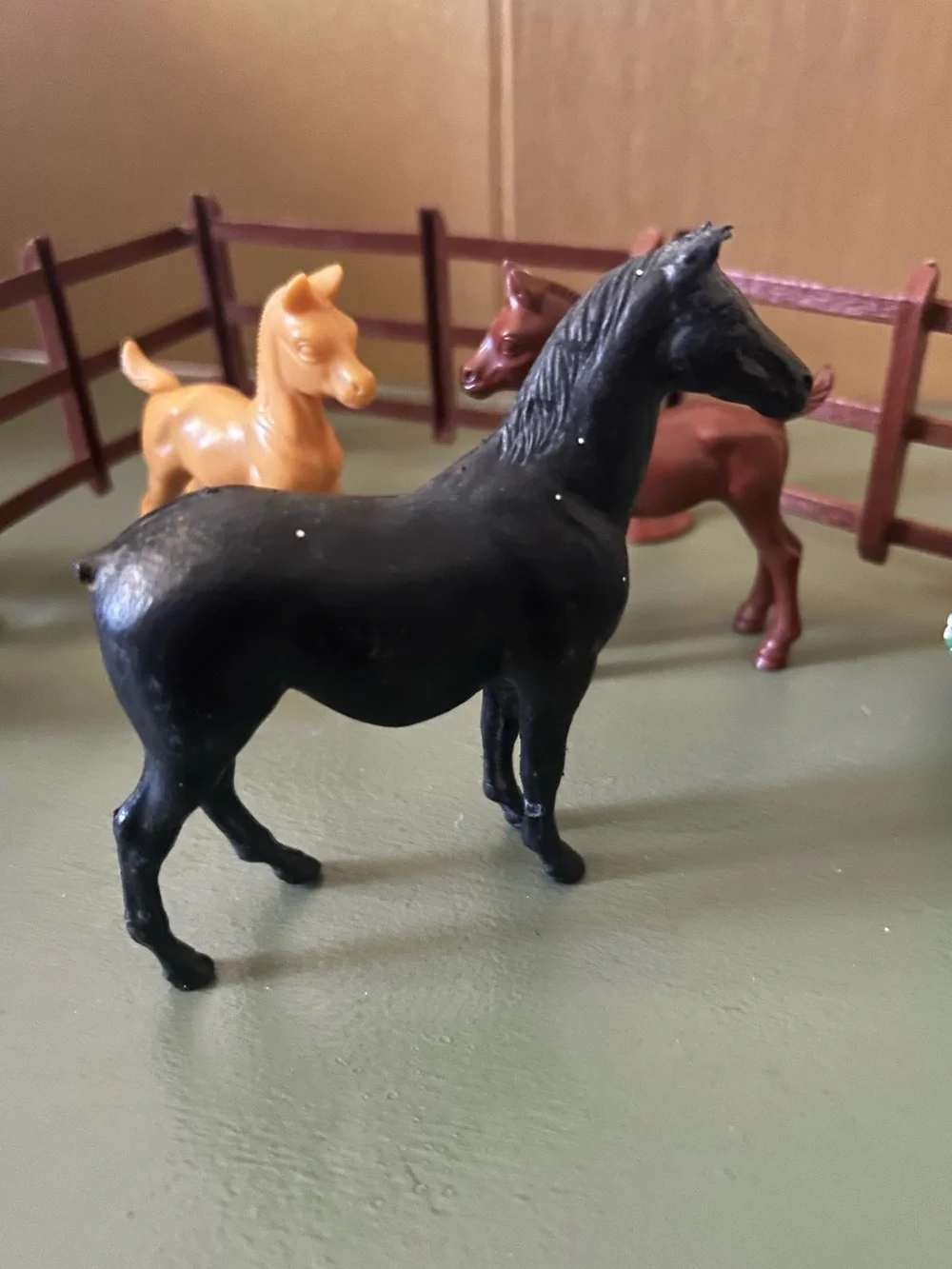 Toy Plastic Horses, Trees, Fence And Cow Farm Animals